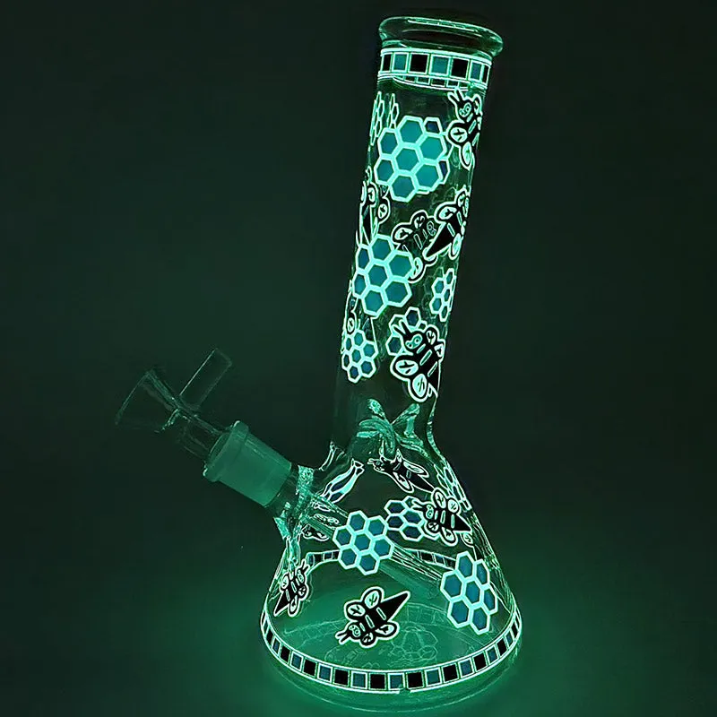 Glow-in-the-dark Beaker bong with Honeycomb