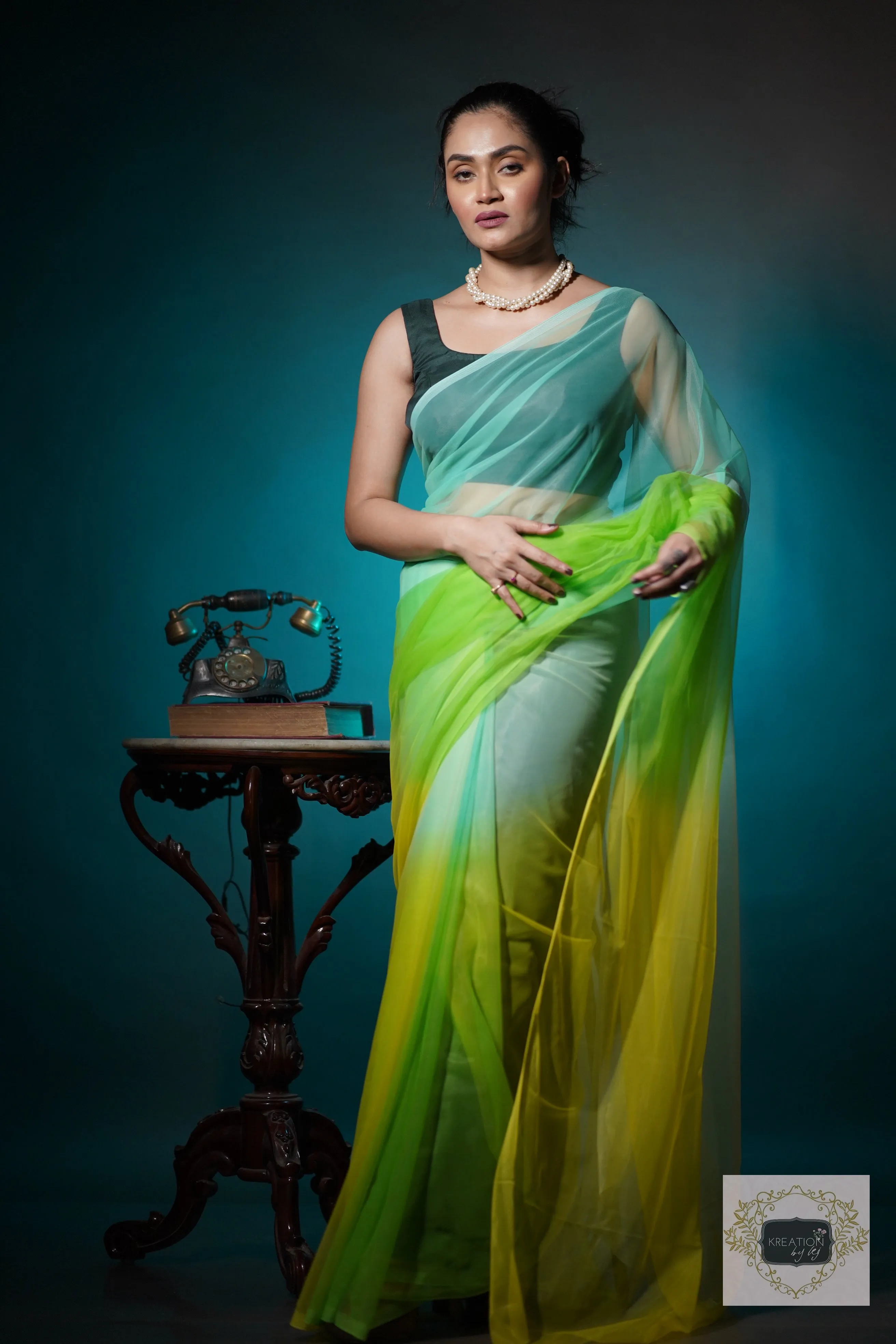 Gold Mimosa Ombré Net Saree