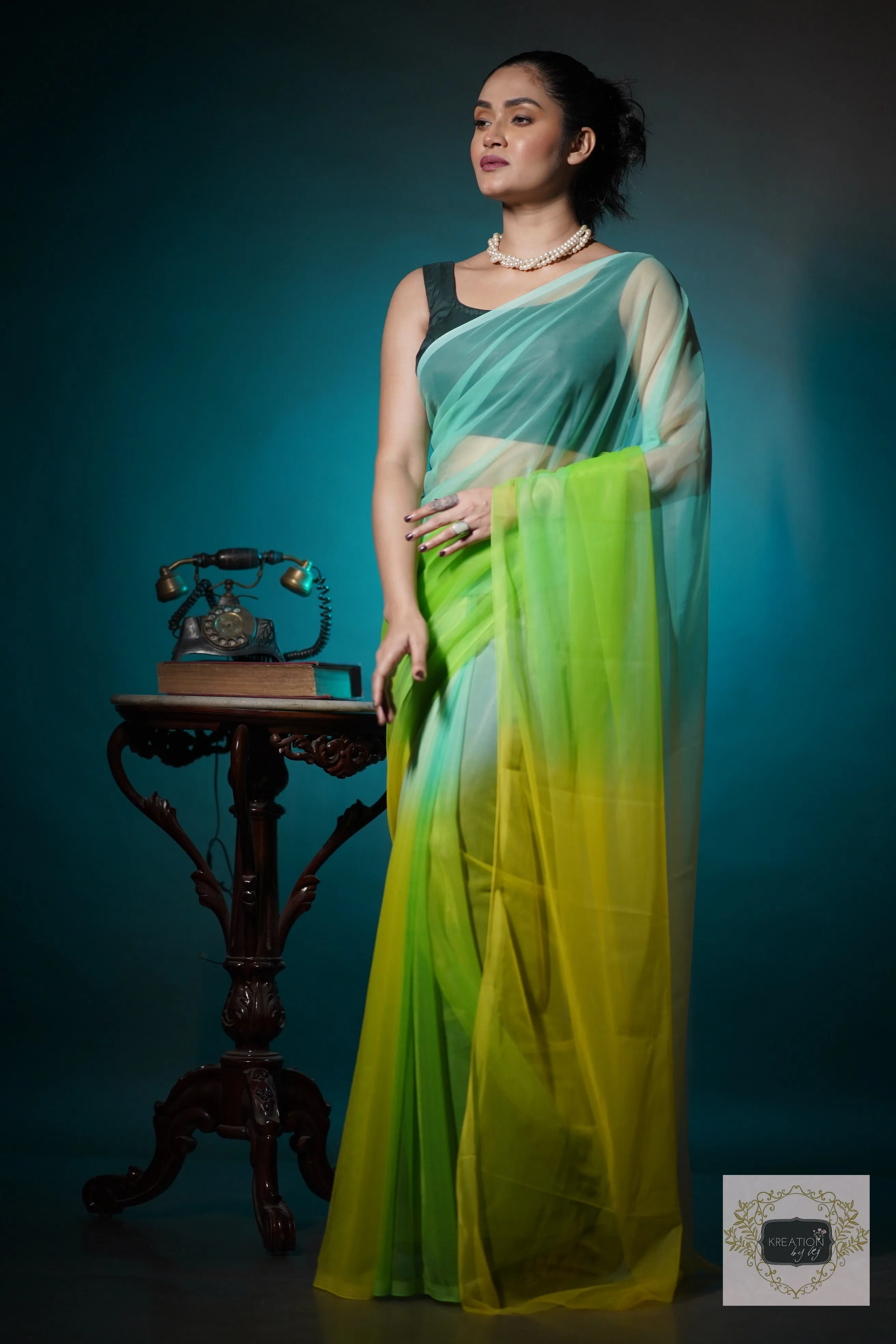 Gold Mimosa Ombré Net Saree