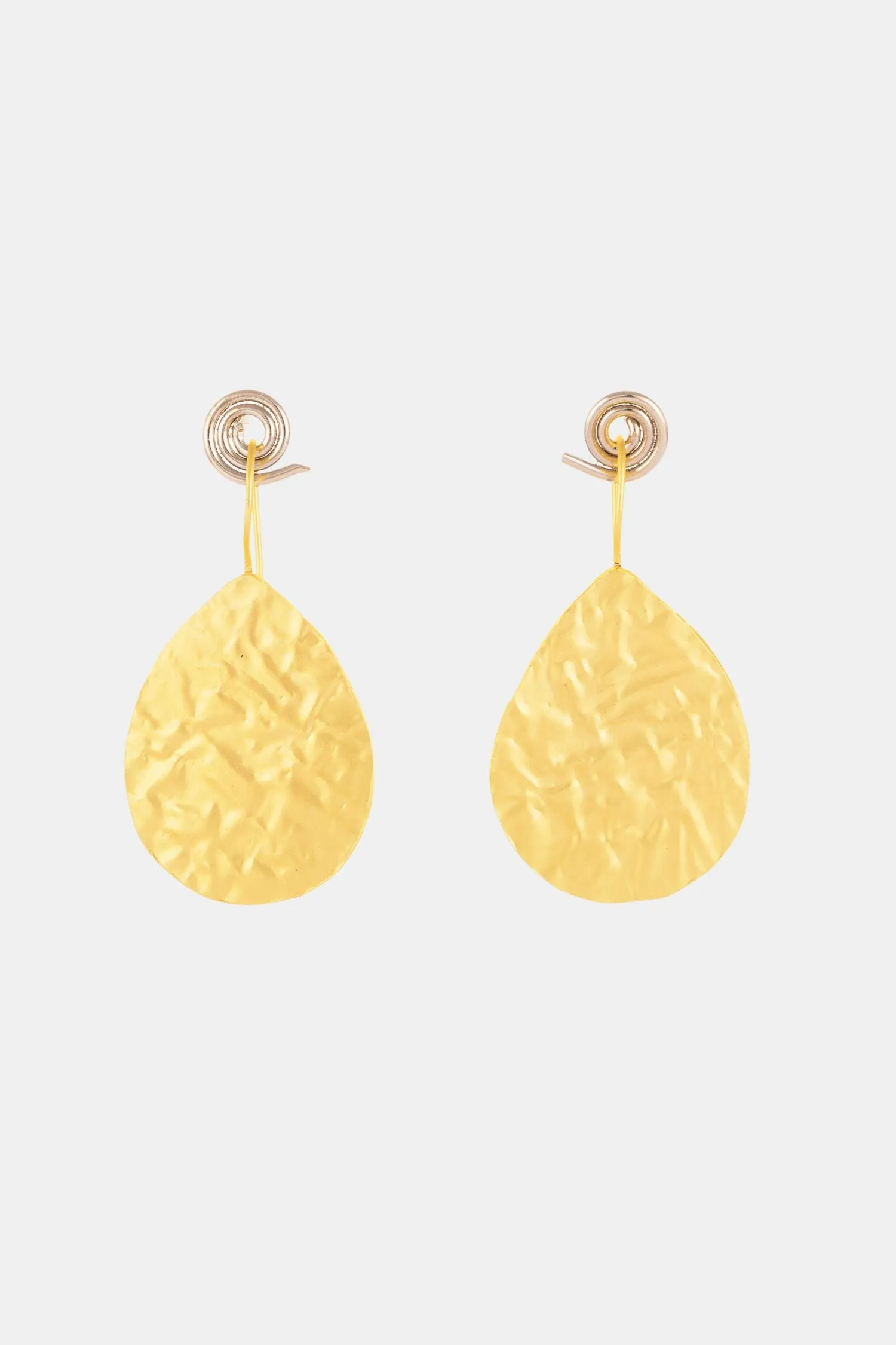 Golden Crumpled Leaf Earrings