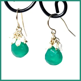 Green Onyx Briolette Earrings