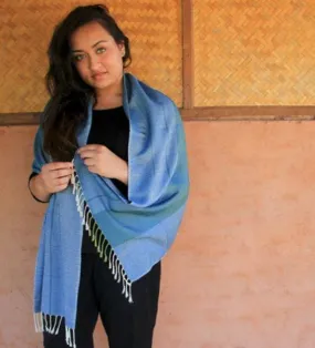 Handwoven Scarf Diamond Weave Blue