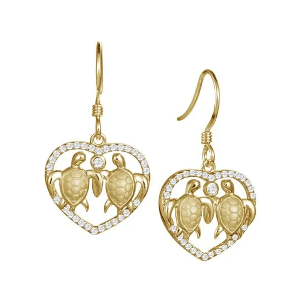 Honu Aloha Heart Earrings