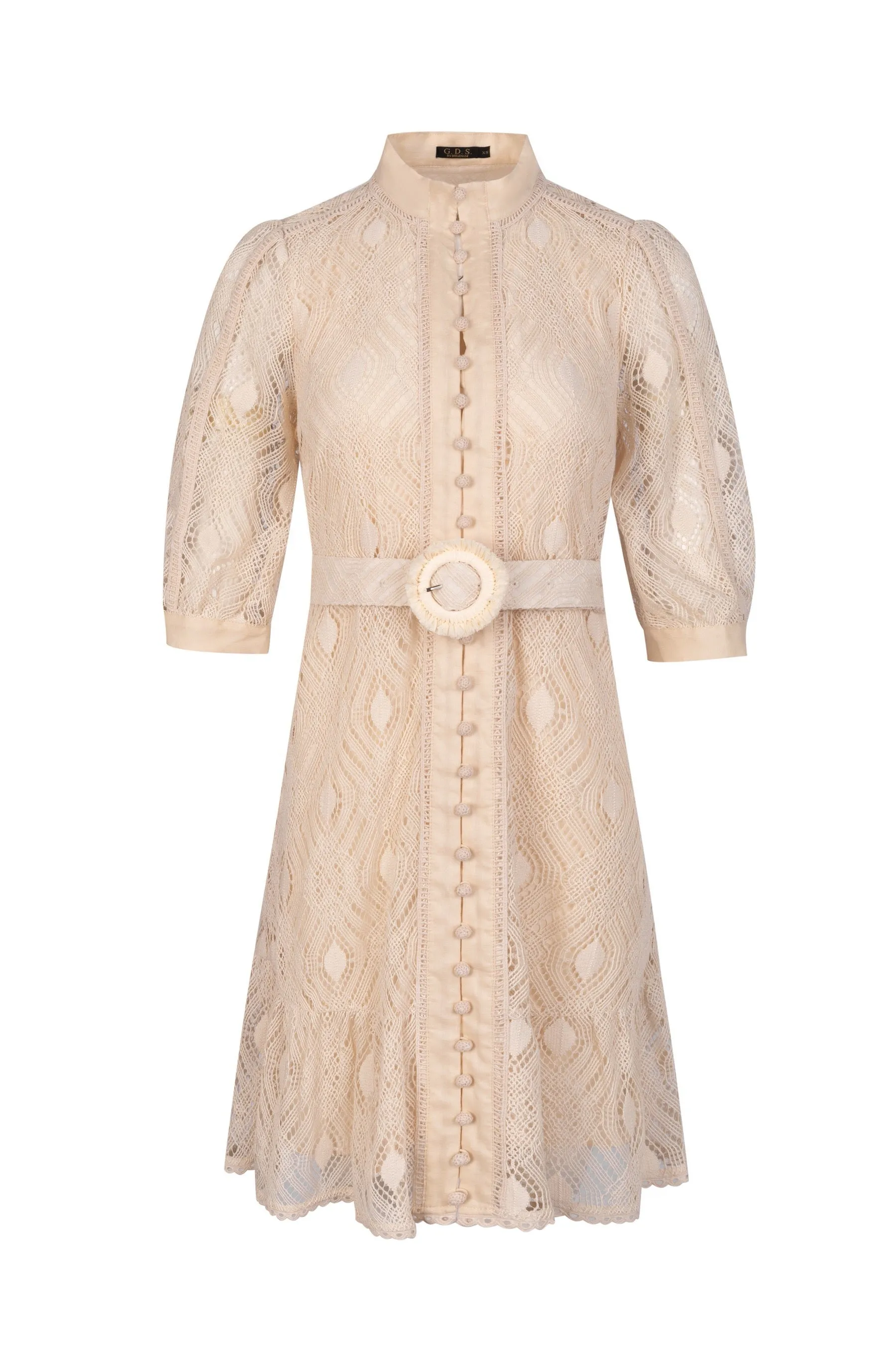 Isadore Lace Mini Dress - Cream/Beige