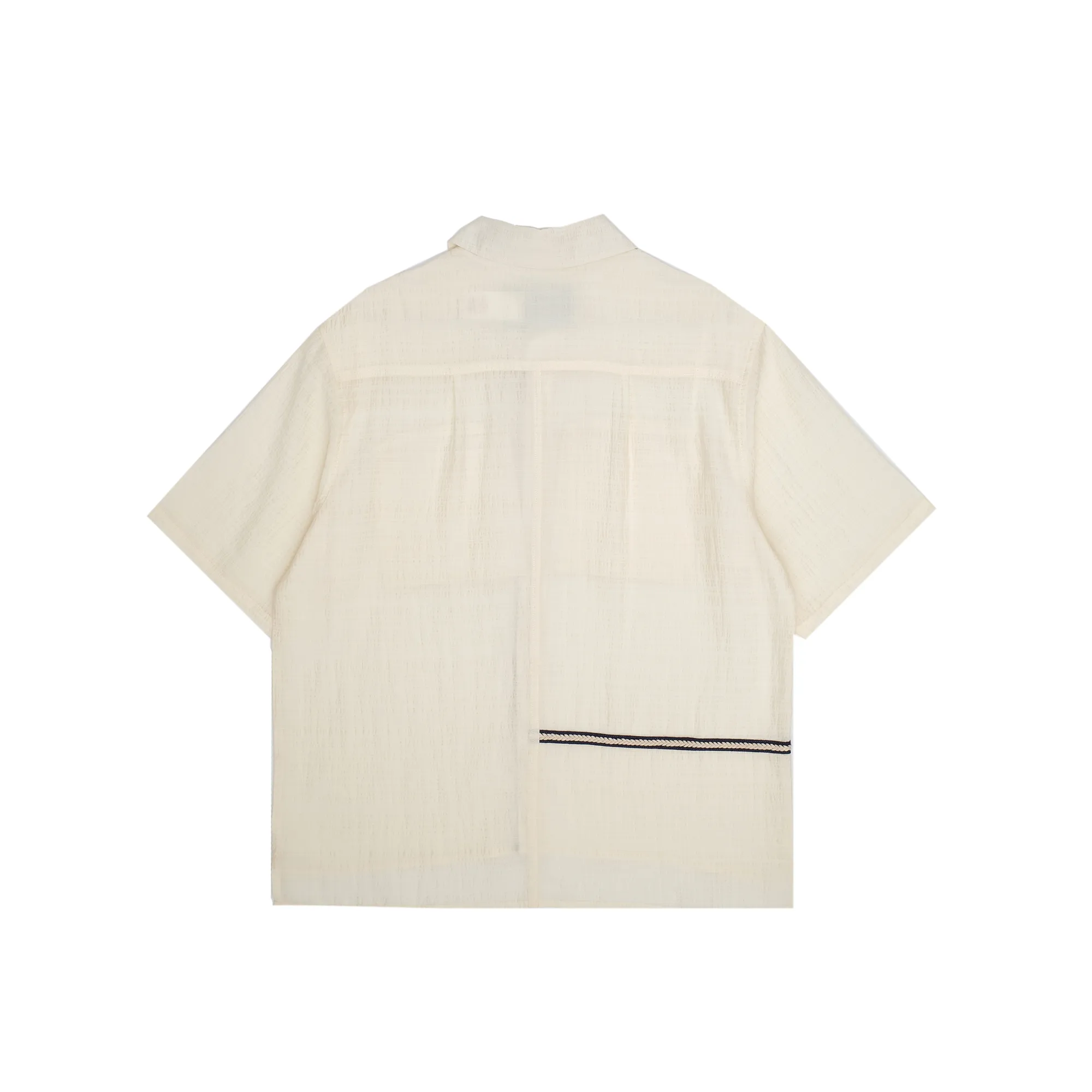 Jungles Jungles Weave Trim Button Up Shirt Cream