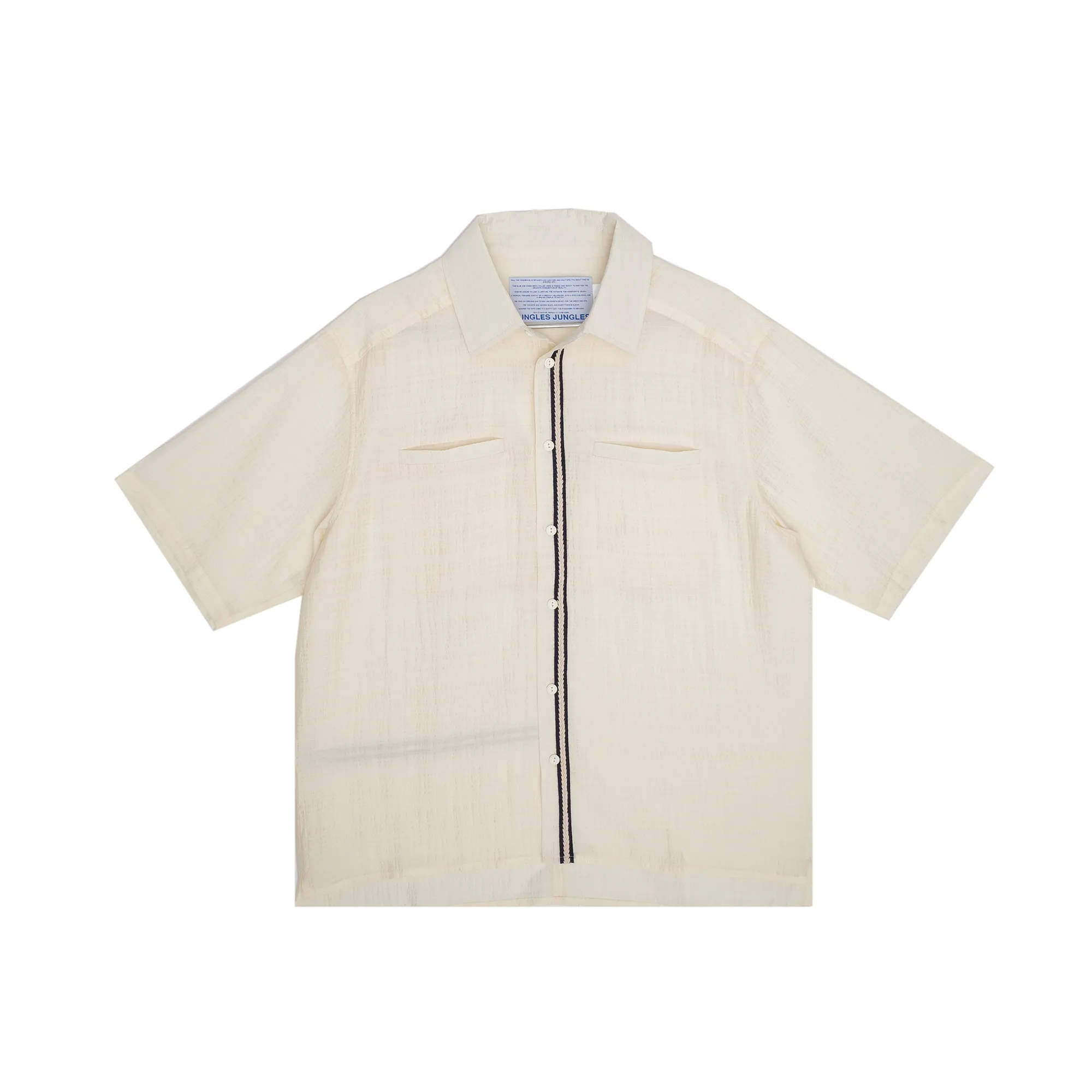 Jungles Jungles Weave Trim Button Up Shirt Cream