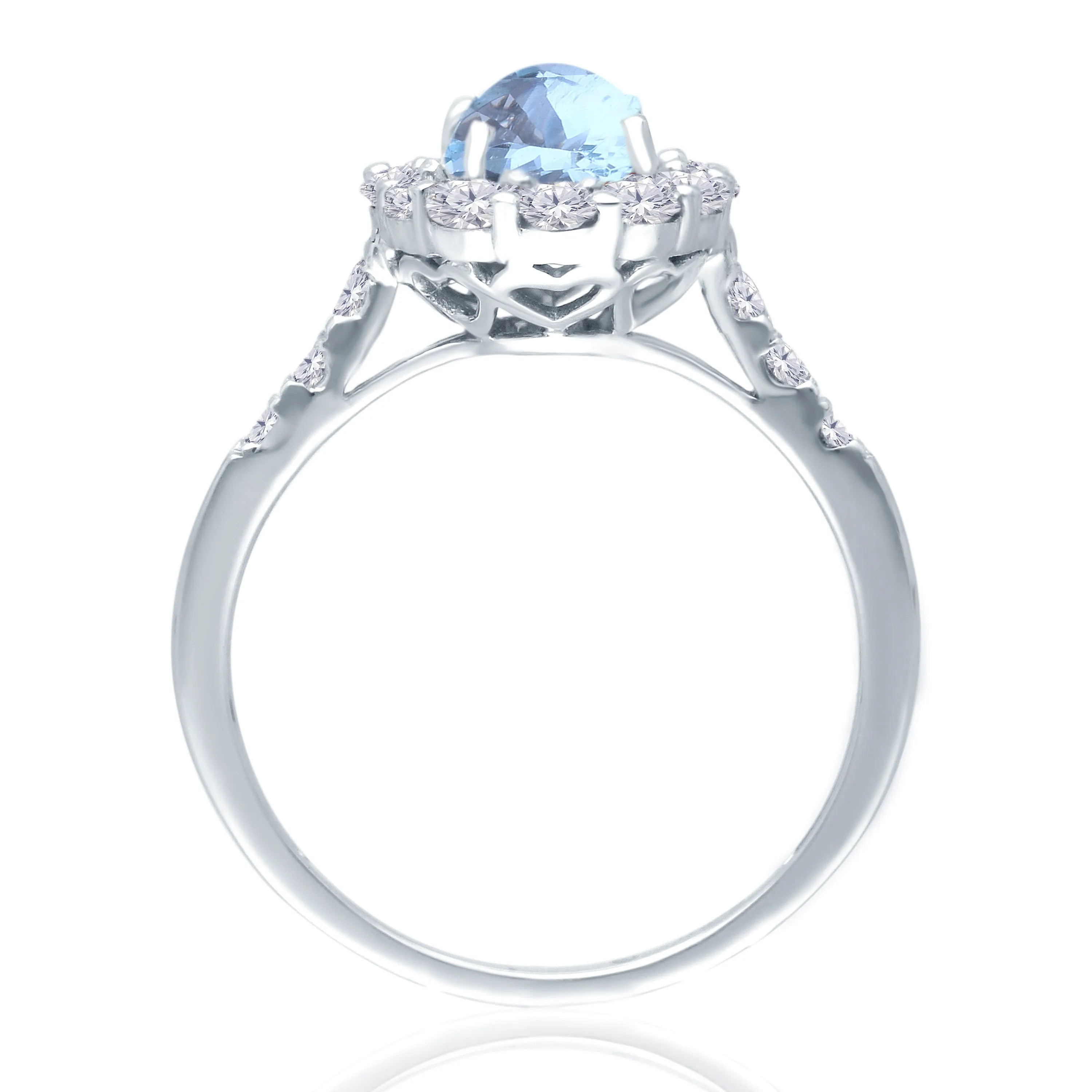 Kallati Heirloom Oval Halo Aquamarine & Diamond Engagement Ring in 14K White Gold