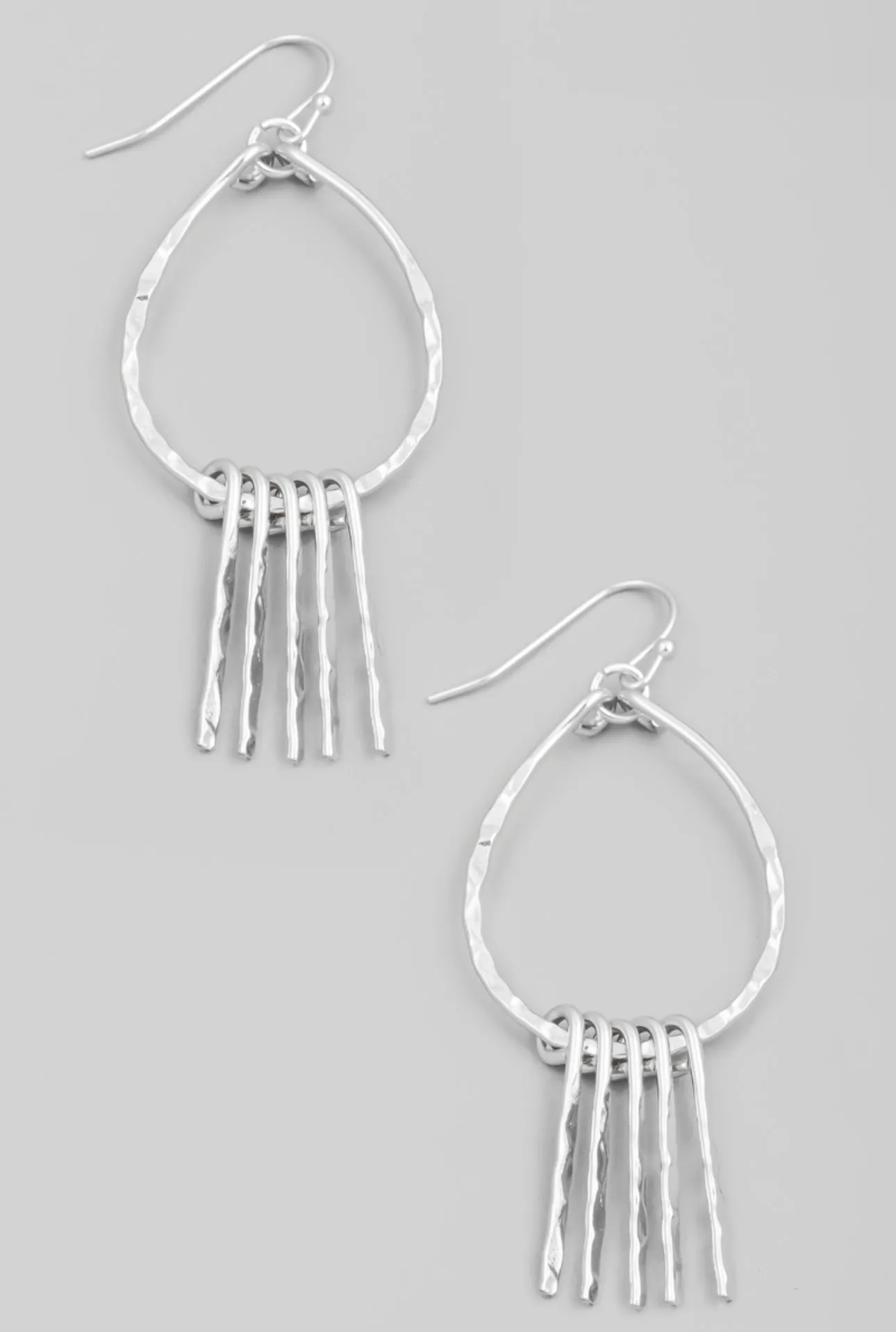 Katrina Teardrop Bar Dangle Earrings  Silver