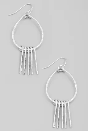 Katrina Teardrop Bar Dangle Earrings  Silver