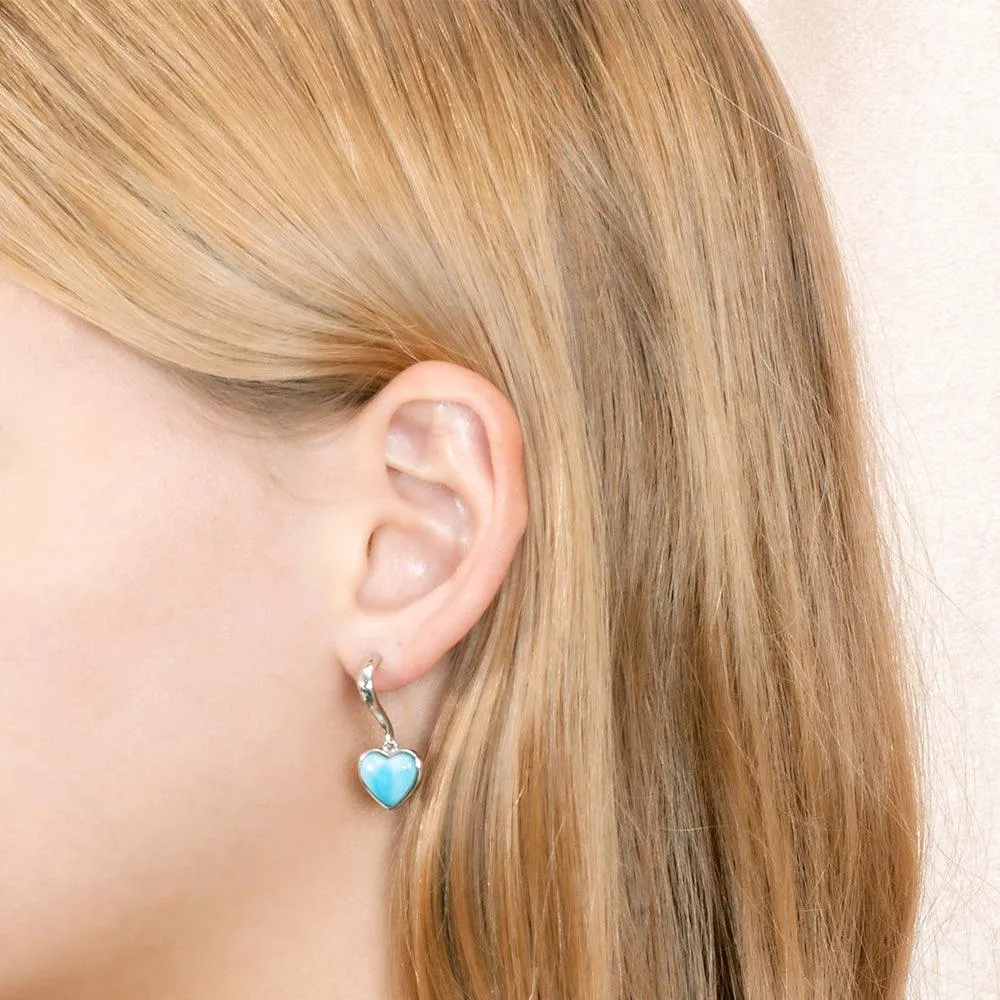 Larimar Pu’uwai Heart Earrings