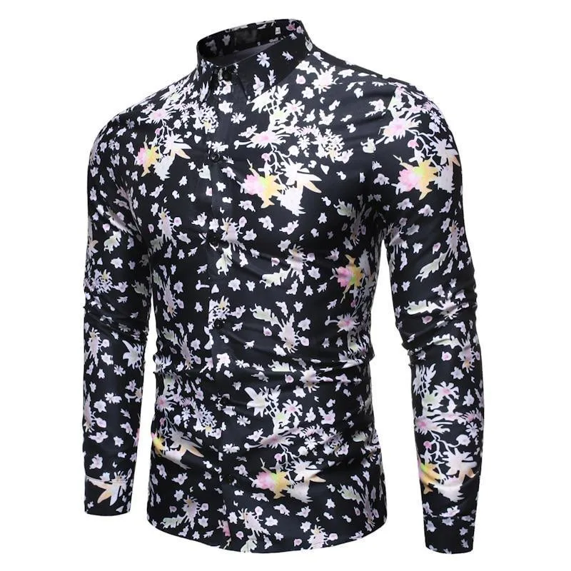 Leaf Print Slim Fit Casual Shirt For Men