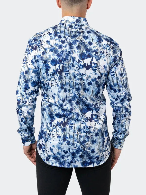 Maceoo Stretch Shirt | Fibonacci Atlantis Blue