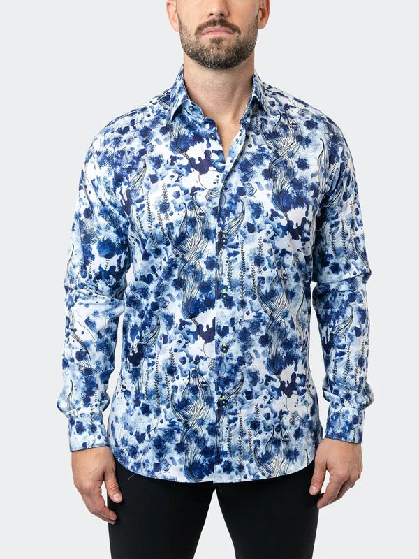 Maceoo Stretch Shirt | Fibonacci Atlantis Blue