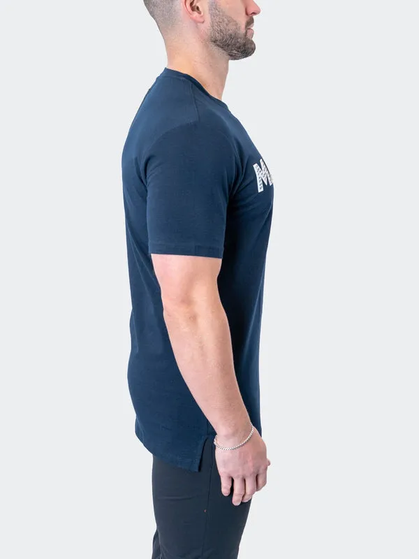 Maceoo Stretch Short-Sleeve Athletic Wear | Tee Icon Navy