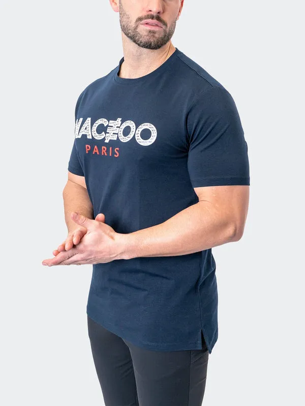 Maceoo Stretch Short-Sleeve Athletic Wear | Tee Icon Navy