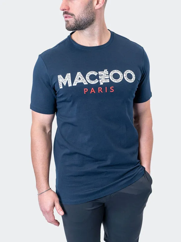 Maceoo Stretch Short-Sleeve Athletic Wear | Tee Icon Navy