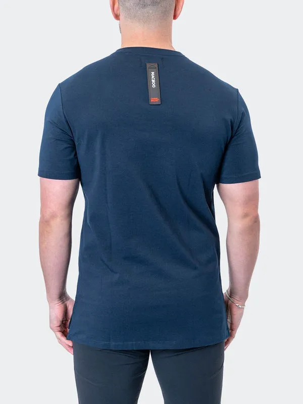 Maceoo Stretch Short-Sleeve Athletic Wear | Tee Icon Navy