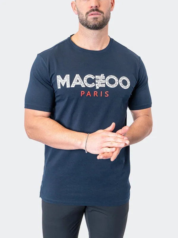 Maceoo Stretch Short-Sleeve Athletic Wear | Tee Icon Navy