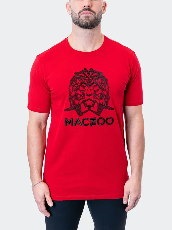 Maceoo Stretch Short-Sleeve Athletic Wear | Tee Mighty Mane Red