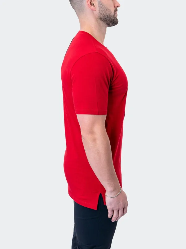 Maceoo Stretch Short-Sleeve Athletic Wear | Tee Mighty Mane Red