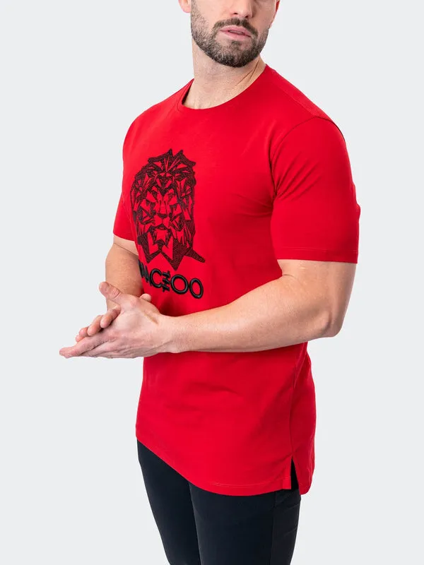 Maceoo Stretch Short-Sleeve Athletic Wear | Tee Mighty Mane Red