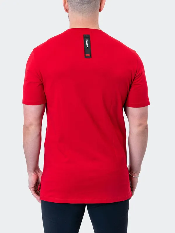 Maceoo Stretch Short-Sleeve Athletic Wear | Tee Mighty Mane Red