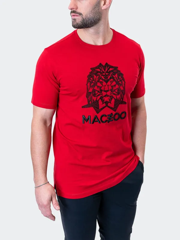 Maceoo Stretch Short-Sleeve Athletic Wear | Tee Mighty Mane Red