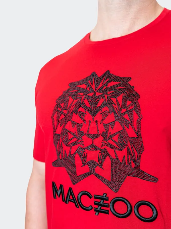 Maceoo Stretch Short-Sleeve Athletic Wear | Tee Mighty Mane Red