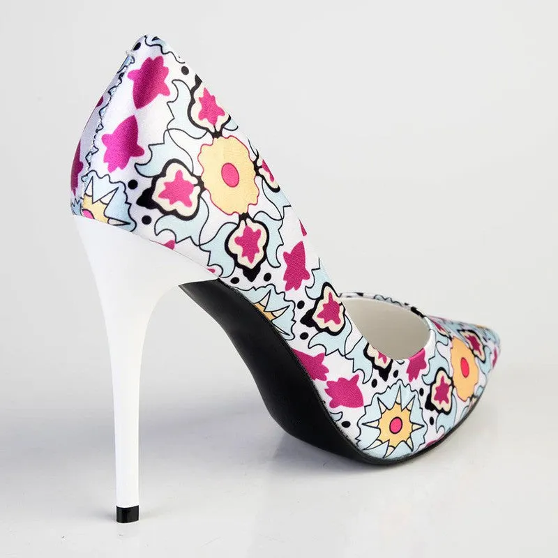 Madison Destini Printed Court Stiletto - White Multi