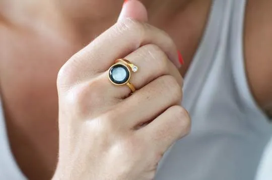 Moonglow Cosmic Spiral Ring in Gold