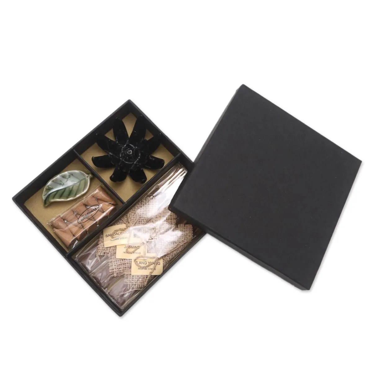 Novica Blooming Lotus In Black Aromatherapy Gift Set