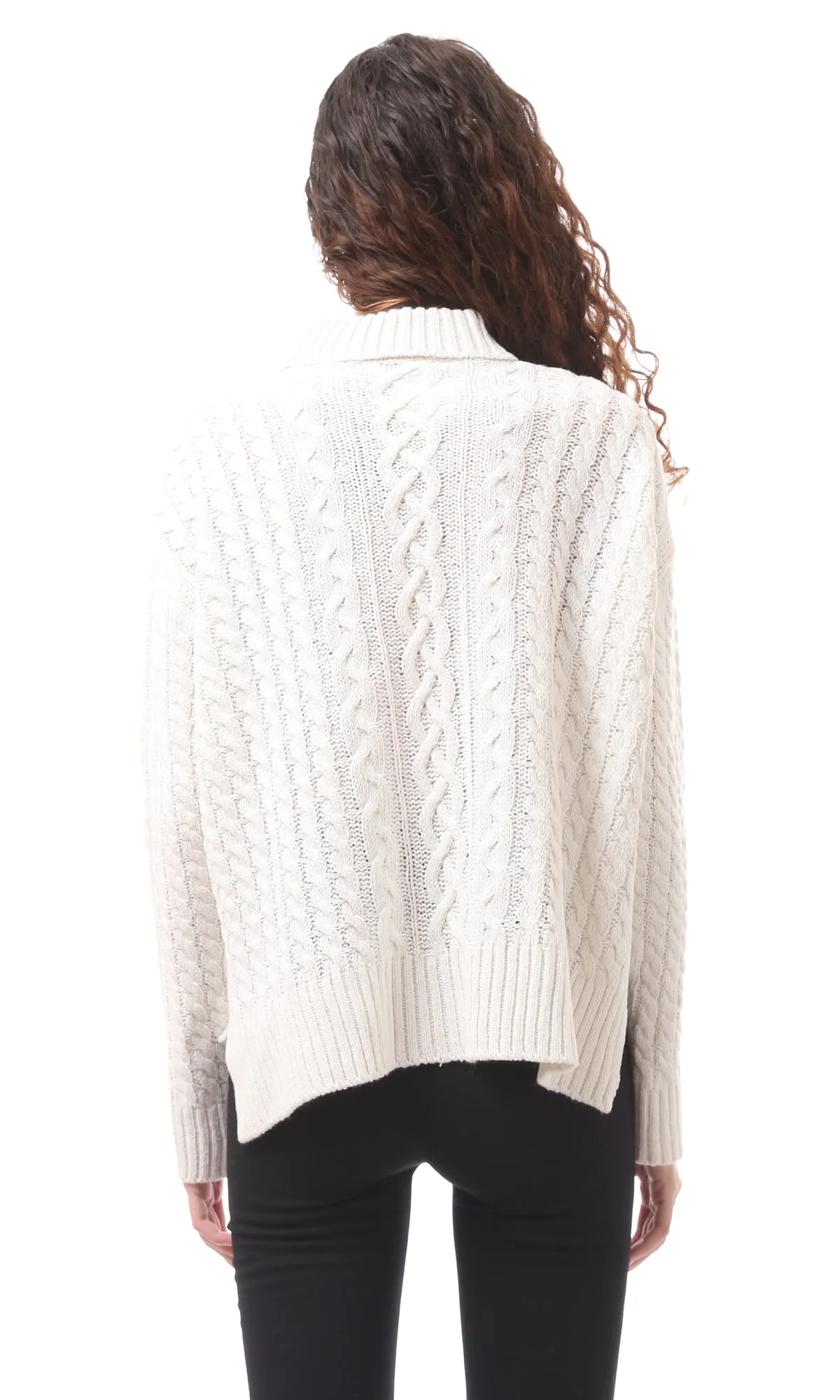 O169846 Turtle Neck Slip On Offwhite Pullover