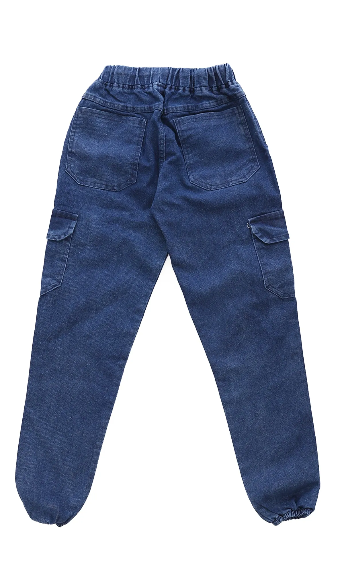 O172053 Elastic Waist Slip On Jeans Blue Trousers