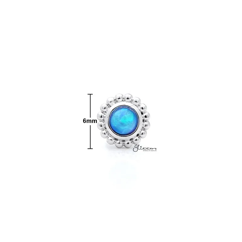 Opal Blue Tragus Barbell - Ball End | Flat Back