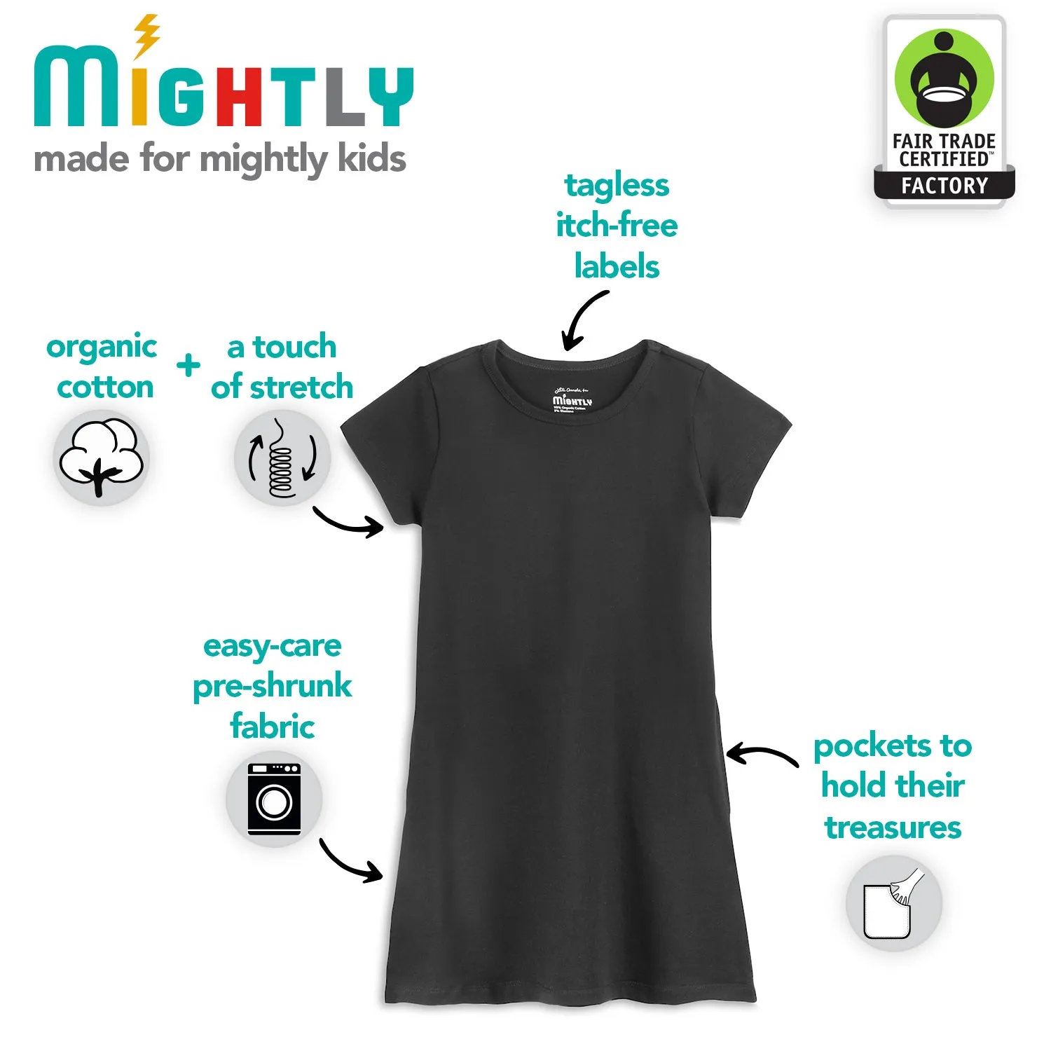 Organic Cotton Short Sleeve T-Shirt Dresses for Kids FINAL SALE