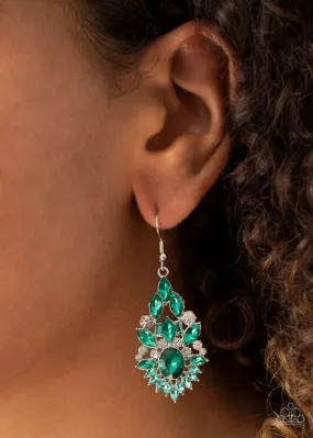 Paparazzi Earring ~ Ice Castle Couture - Green Emerald Earring