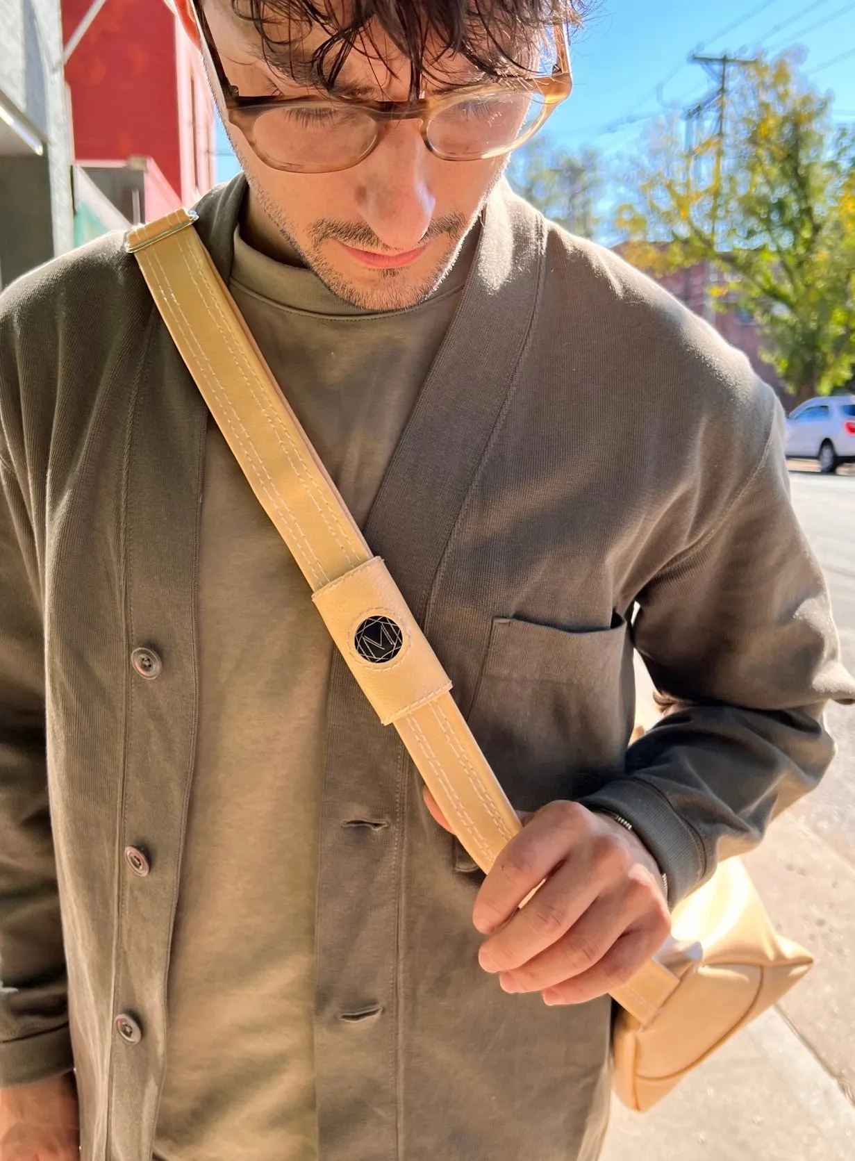 Plastic-Free Plant Leather Weekend Duffle in Sand