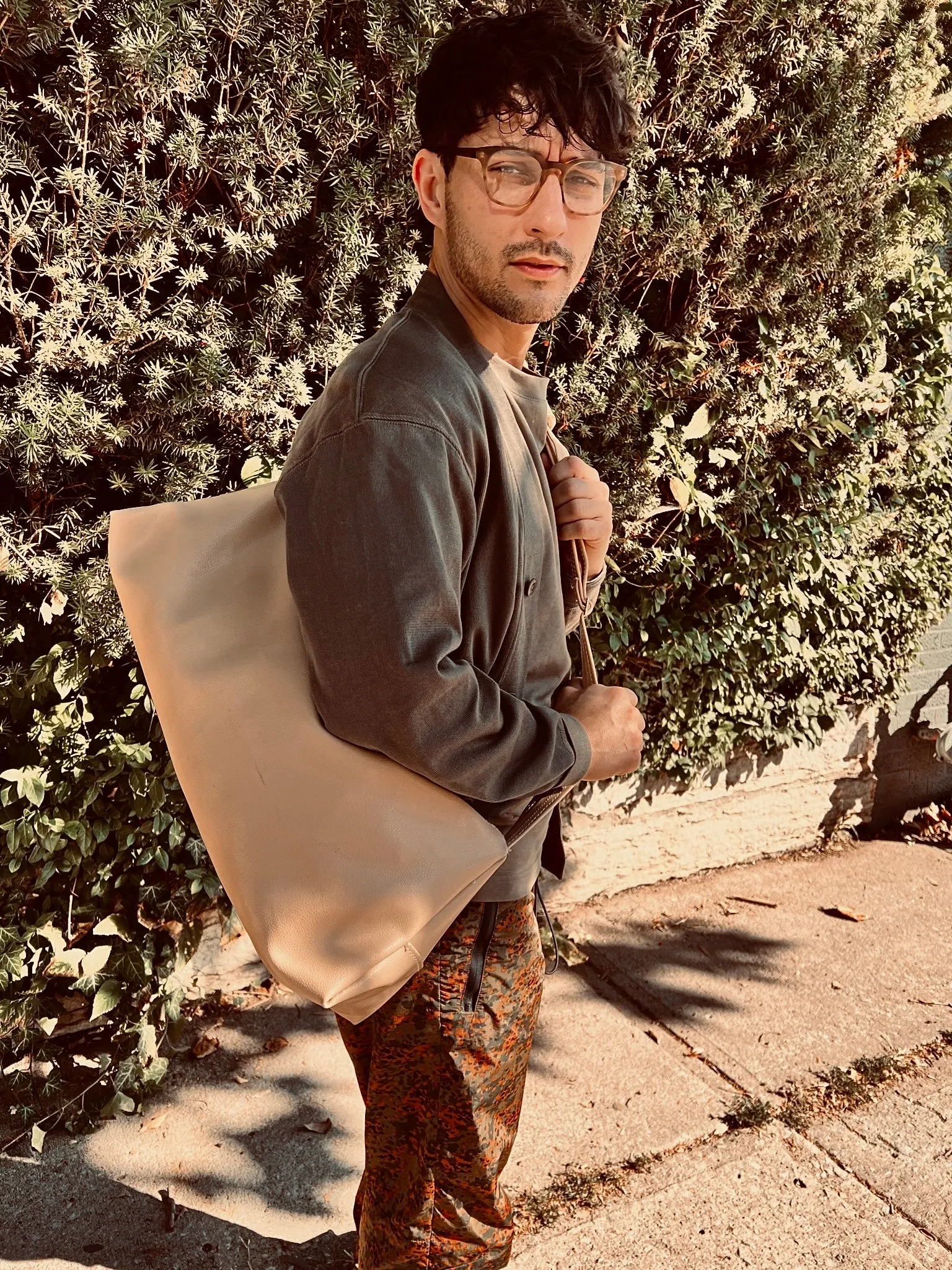 Plastic-Free Plant Leather Weekend Duffle in Sand