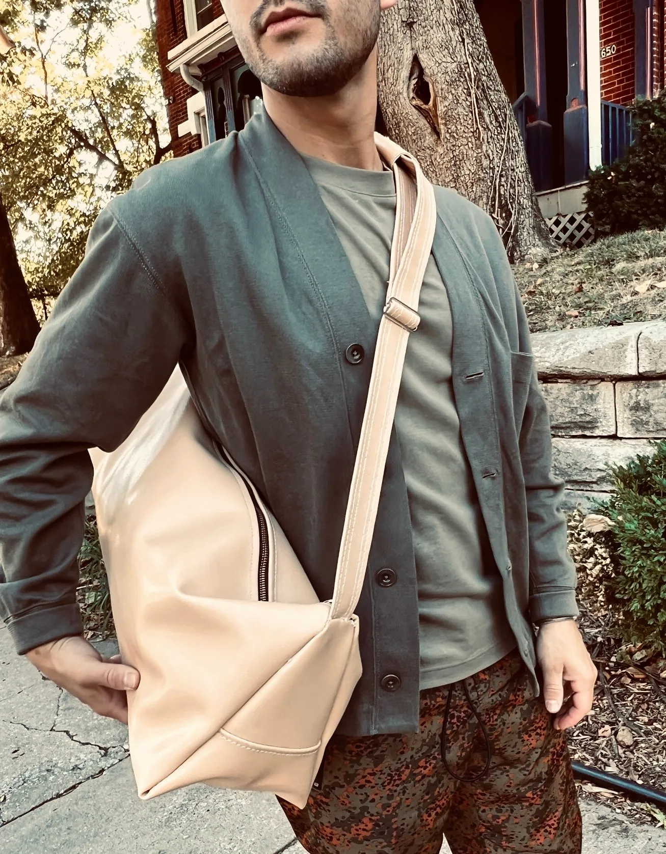 Plastic-Free Plant Leather Weekend Duffle in Sand