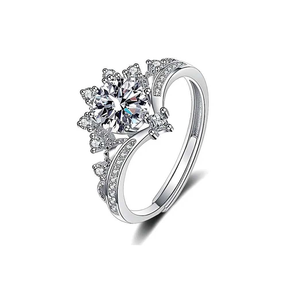 Princess Crown Moissanite Ring