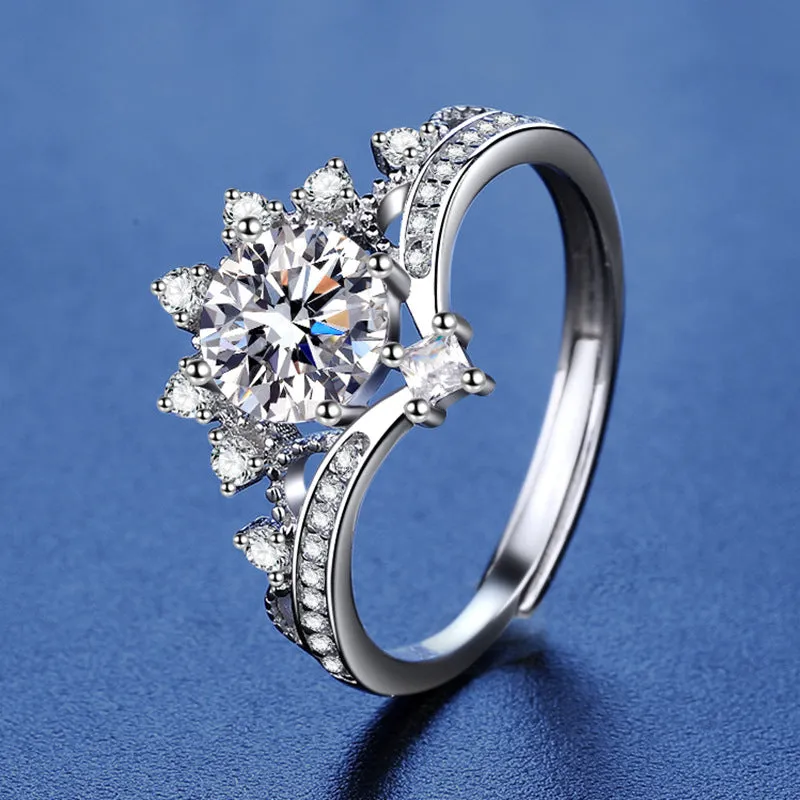 Princess Crown Moissanite Ring