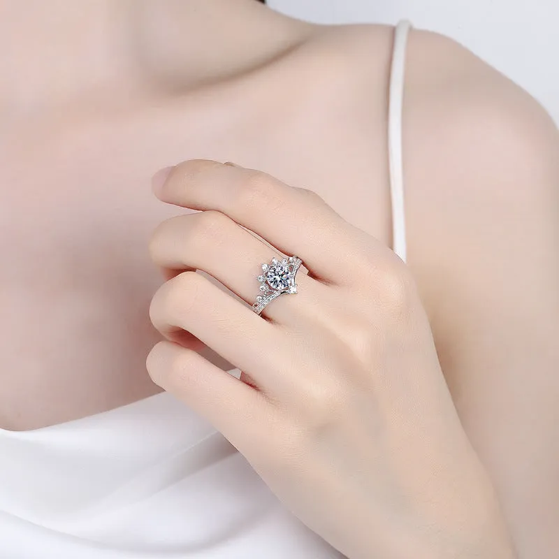 Princess Crown Moissanite Ring