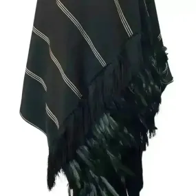 Purepecha rebozo with fringe and feathers