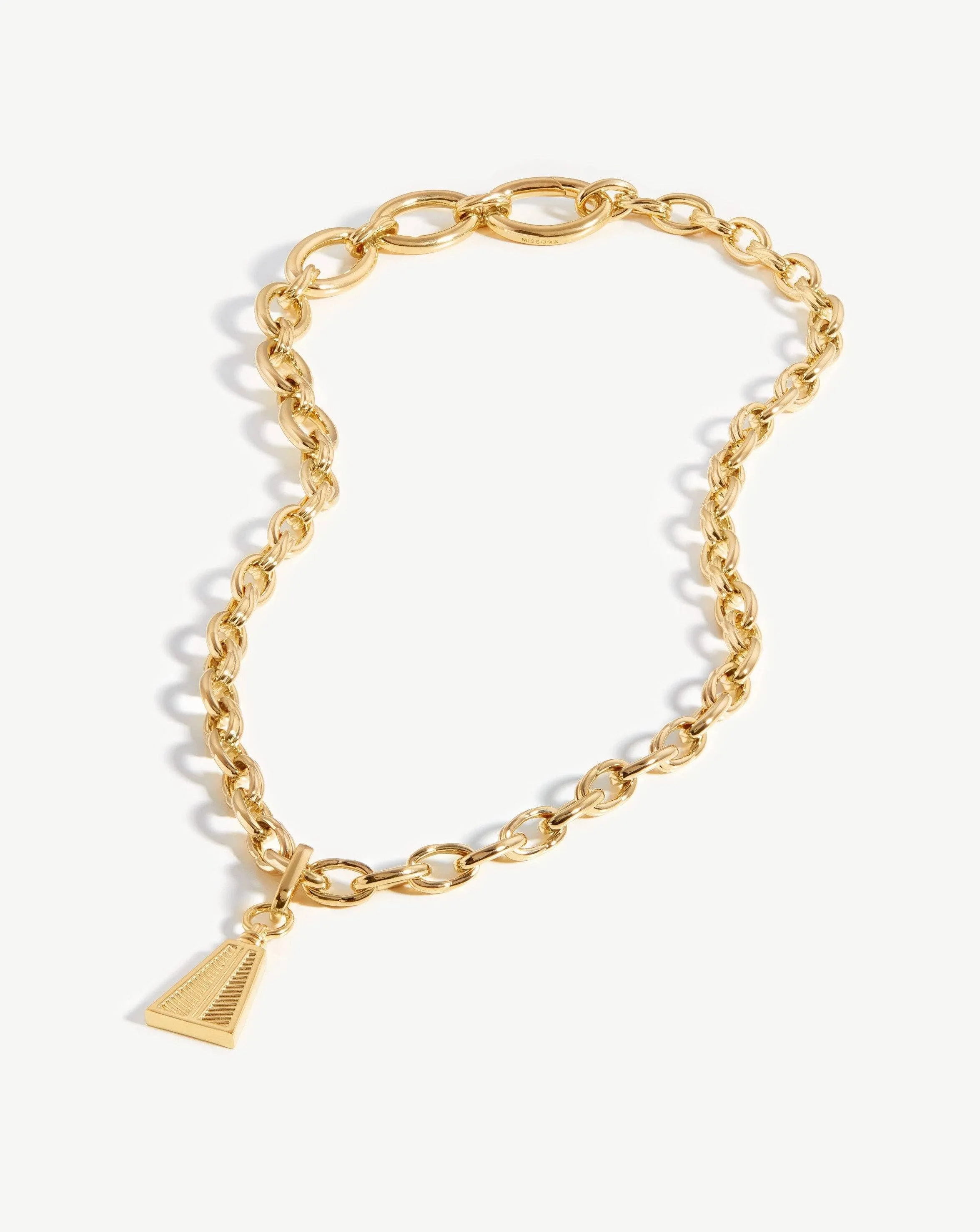 Ridge Pyramid Chain Lariat Necklace