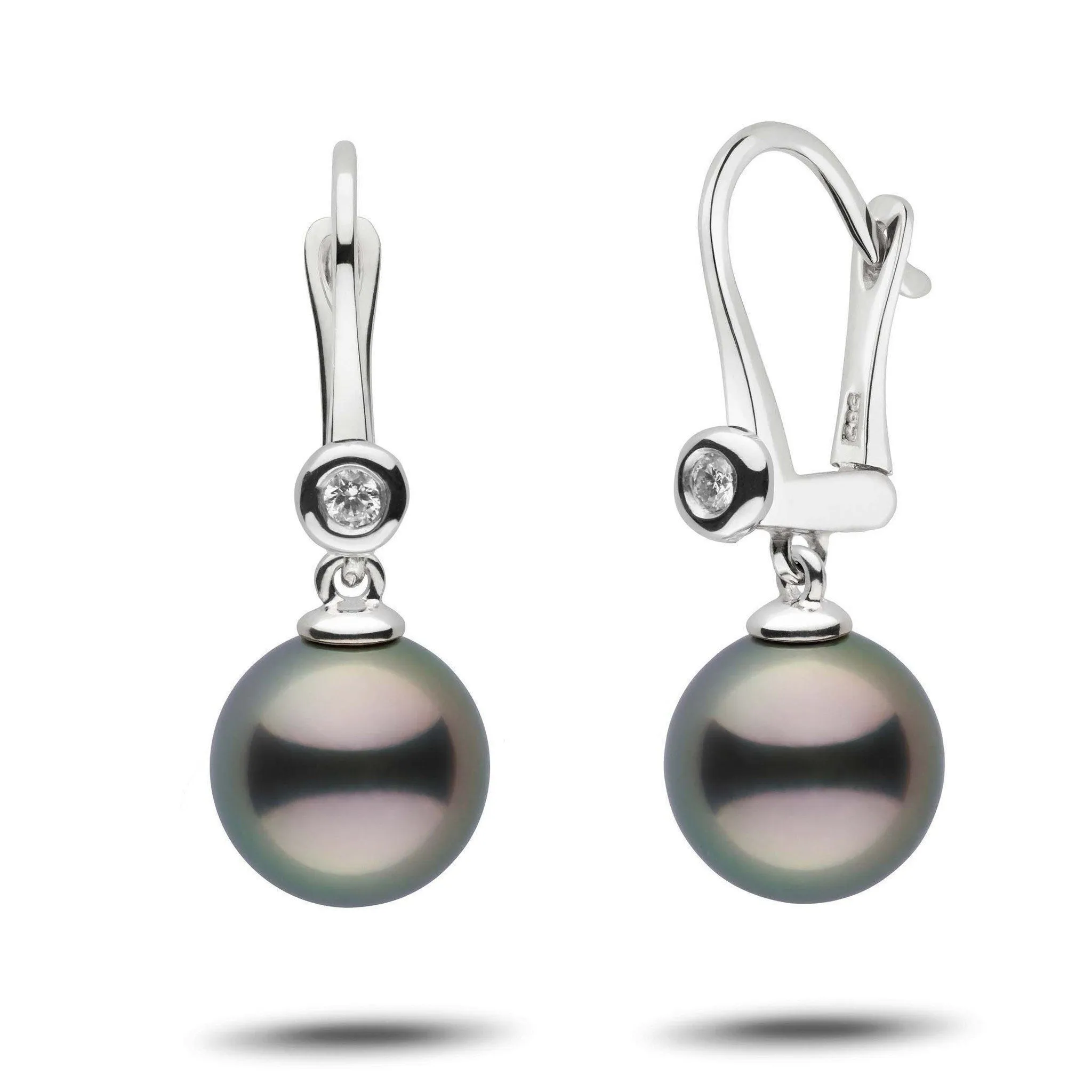 Romantic Collection Tahitian 10.0-11.0 mm Pearl & Diamond Dangle Earrings