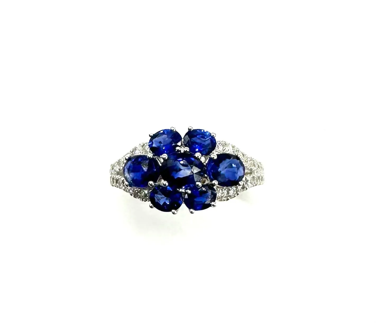 Sapphire Cluster W/ 38 Ptw Of Diamond