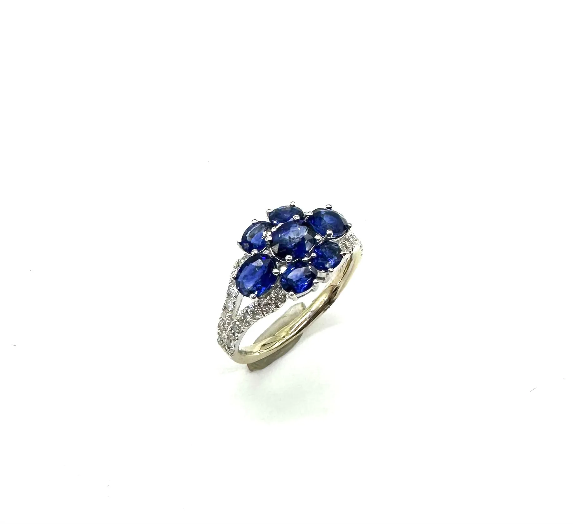 Sapphire Cluster W/ 38 Ptw Of Diamond