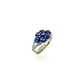 Sapphire Cluster W/ 38 Ptw Of Diamond