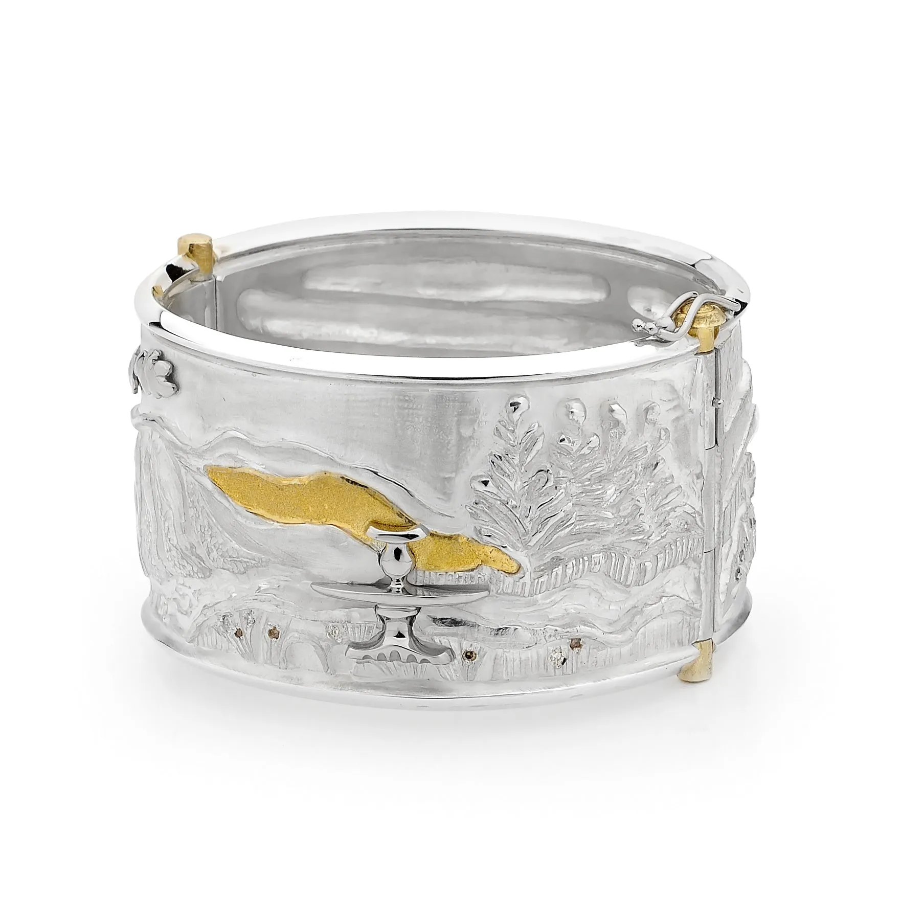 Silver & Gold Garden of Eden Diamond Bangle