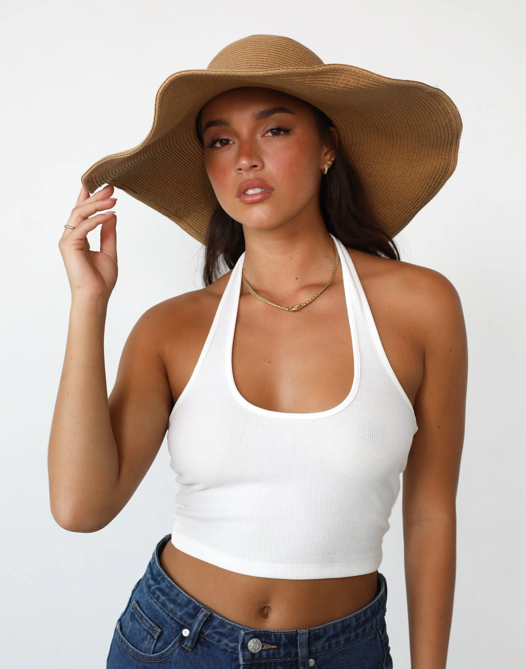 Sofia Wide Brim Straw Hat (Caramel)